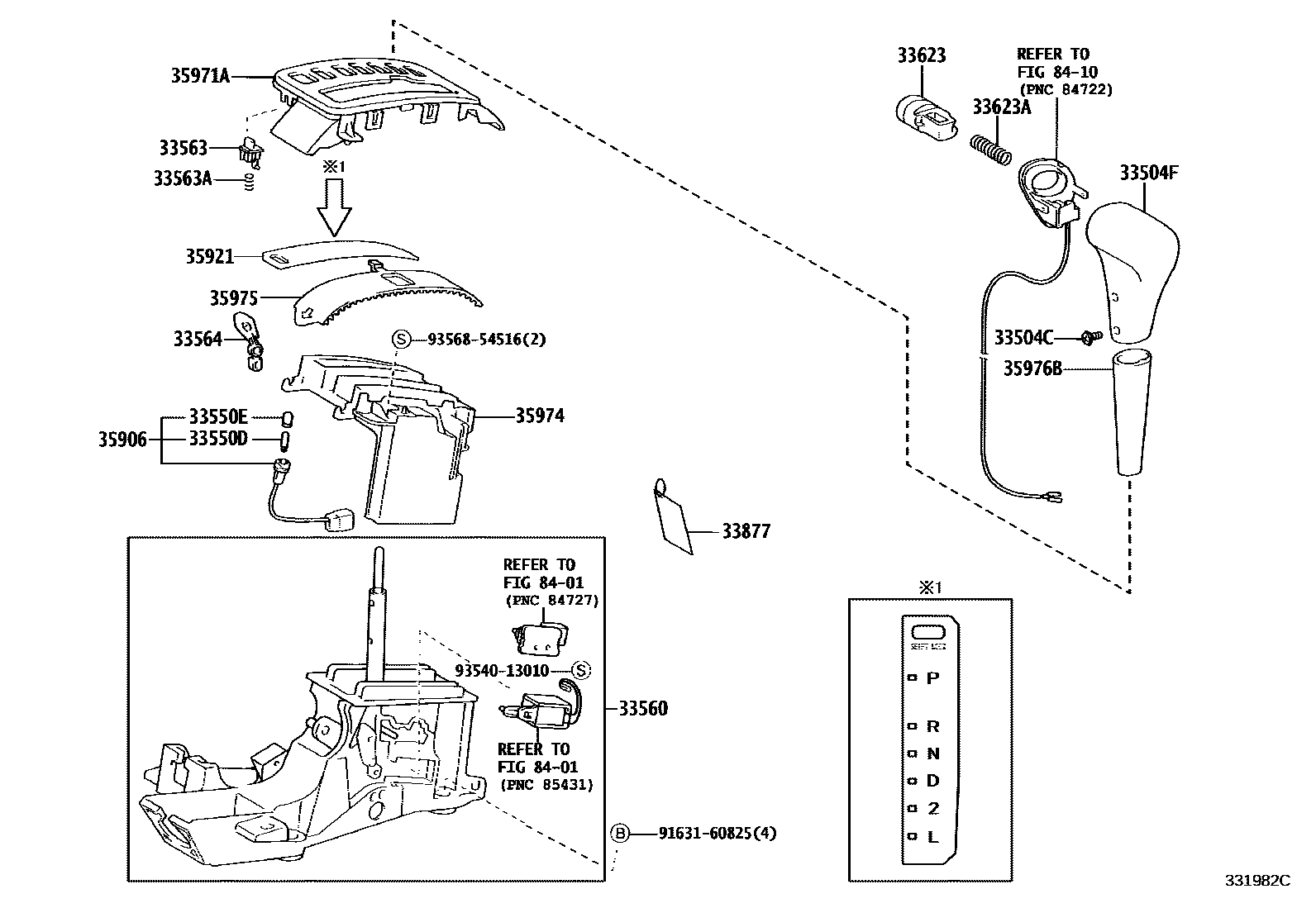 Toyota COROLLA Shift Lever & Retainer EPC diagram — 331982C