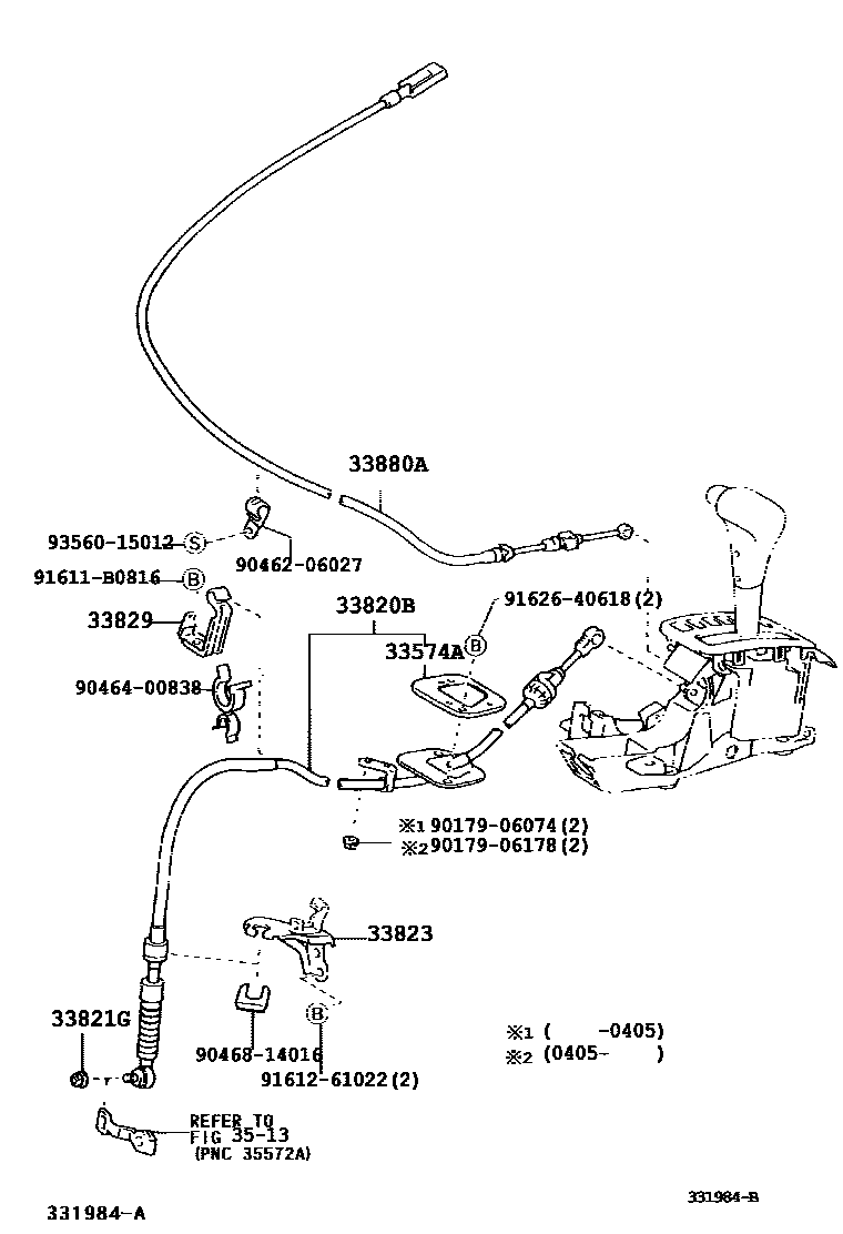 Toyota COROLLA Shift Lever & Retainer EPC diagram — 331984B