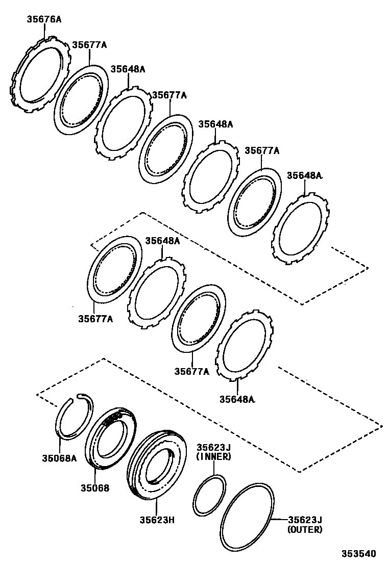 Toyota COROLLA 3号制动器、一档和倒档制动器(ATM) EPC diagram — 353540