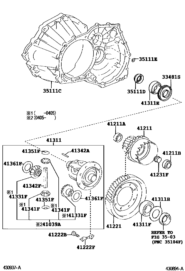 Toyota COROLLA 前桥壳和差速器 EPC diagram — 430894A