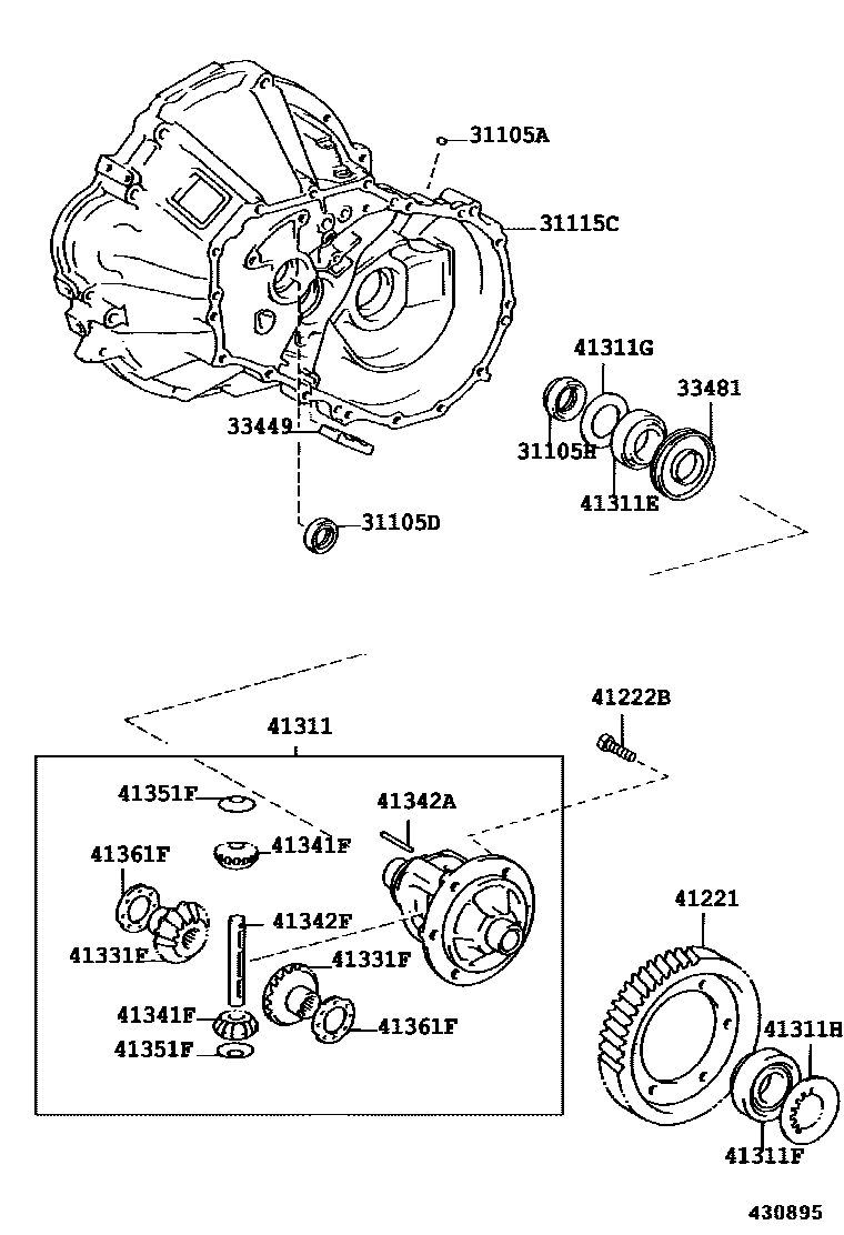 Toyota COROLLA 前桥壳和差速器 EPC diagram — 430895