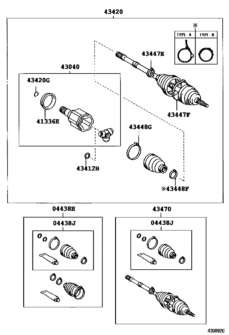 Toyota COROLLA Front Drive Shaft EPC diagram — 430892C