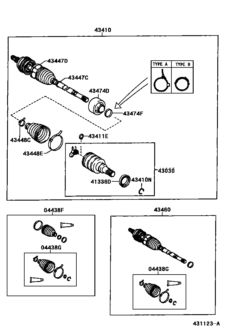 Toyota COROLLA Front Drive Shaft EPC diagram — 431123A
