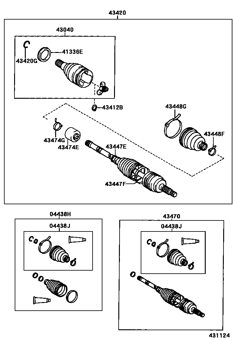 Toyota COROLLA Front Drive Shaft EPC diagram — 431124
