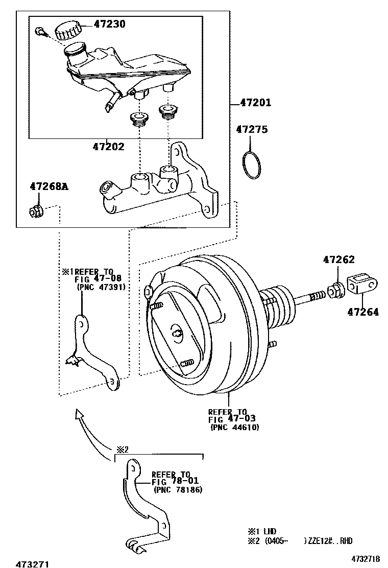 Toyota COROLLA 制动总泵 EPC diagram — 473271B