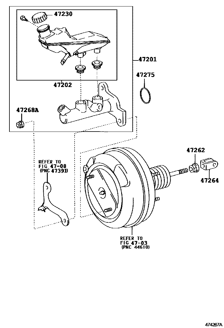 Toyota COROLLA 制动总泵 EPC diagram — 474267A
