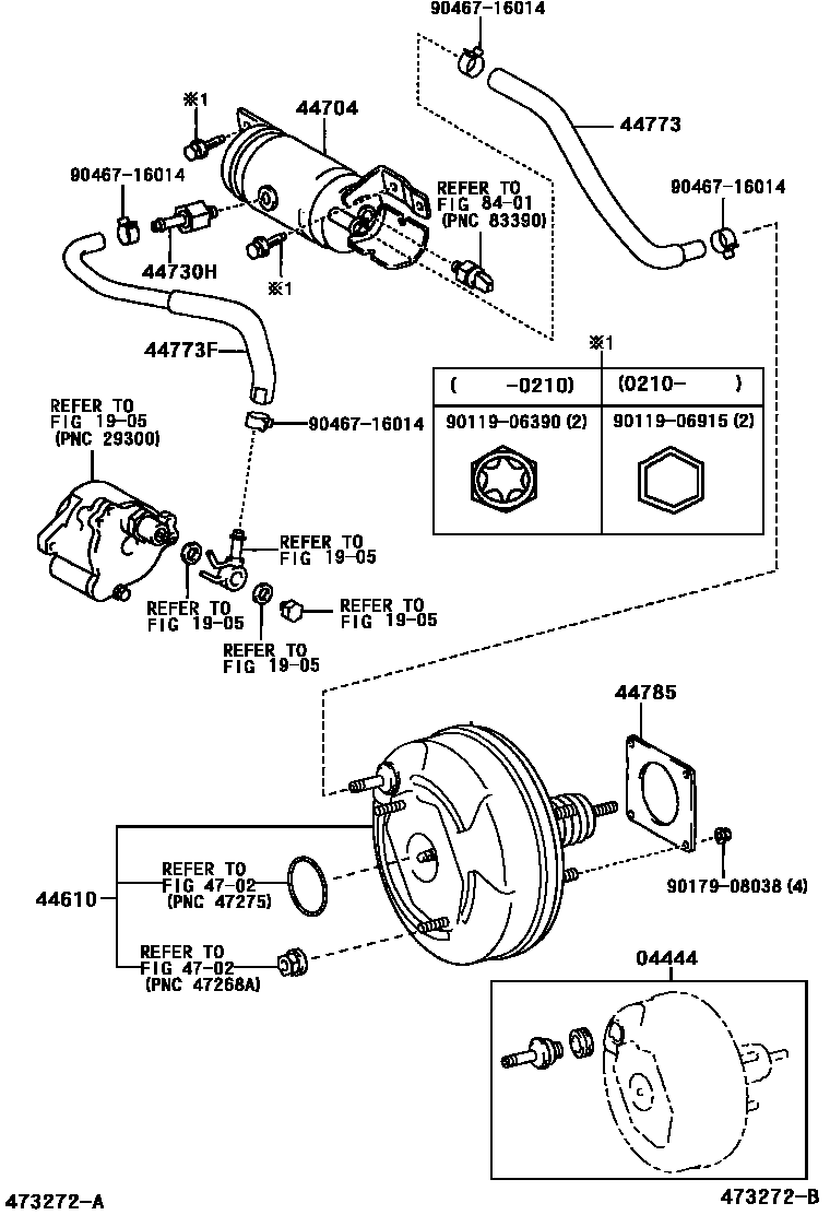 Toyota COROLLA 制动助力器和真空管 EPC diagram — 473272B