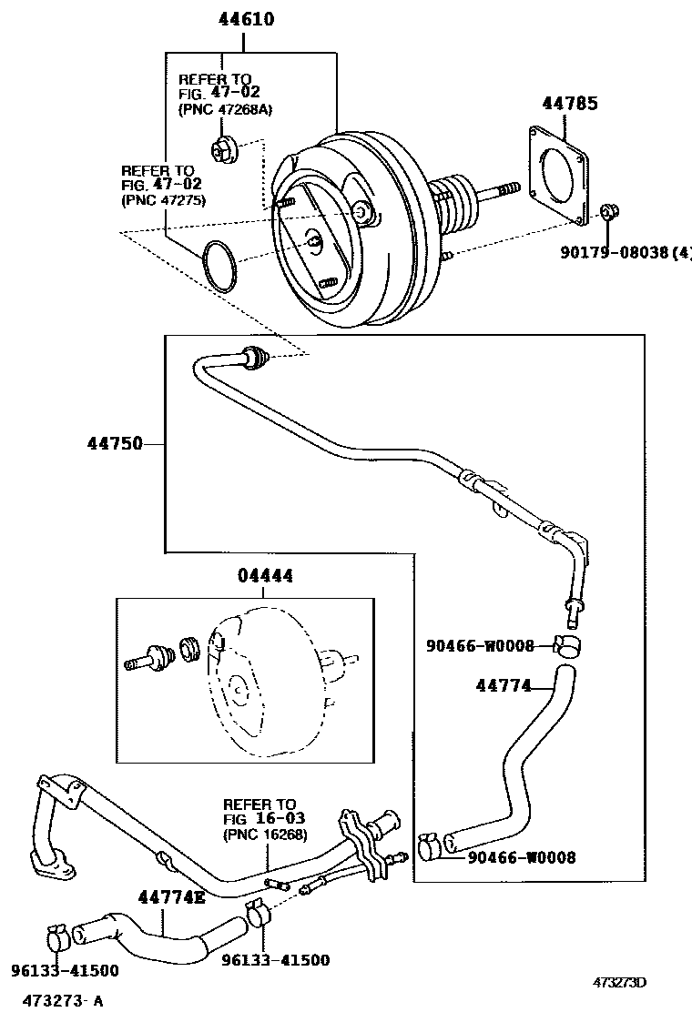 Toyota COROLLA 制动助力器和真空管 EPC diagram — 473273D
