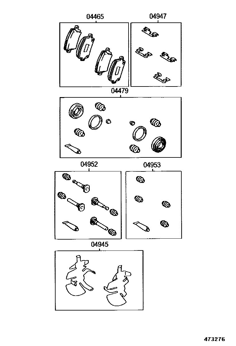 Toyota COROLLA 前盘式制动器卡钳和防尘罩 EPC diagram — 473276