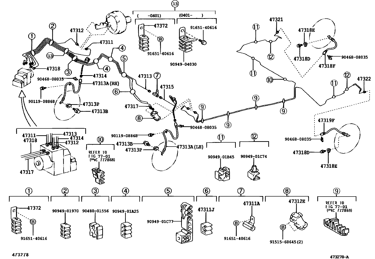 Toyota COROLLA 制动配管和卡箍 EPC diagram — 473278A