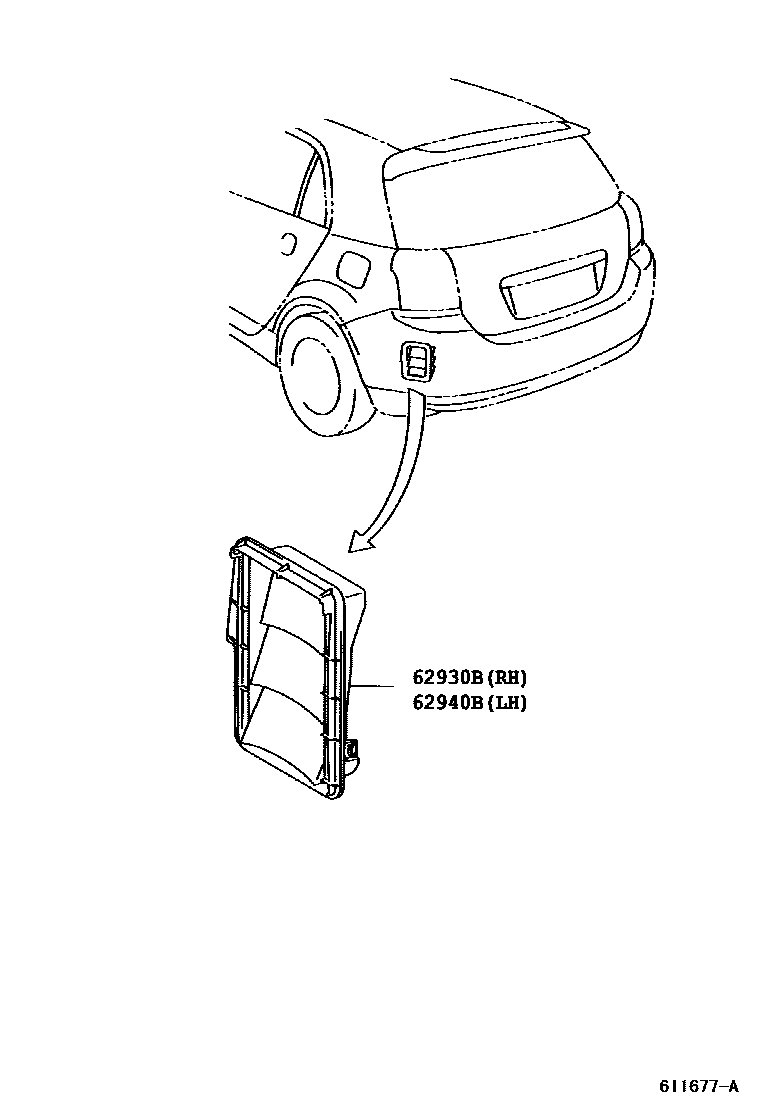 Toyota COROLLA 车侧通风装置 EPC diagram — 611677A