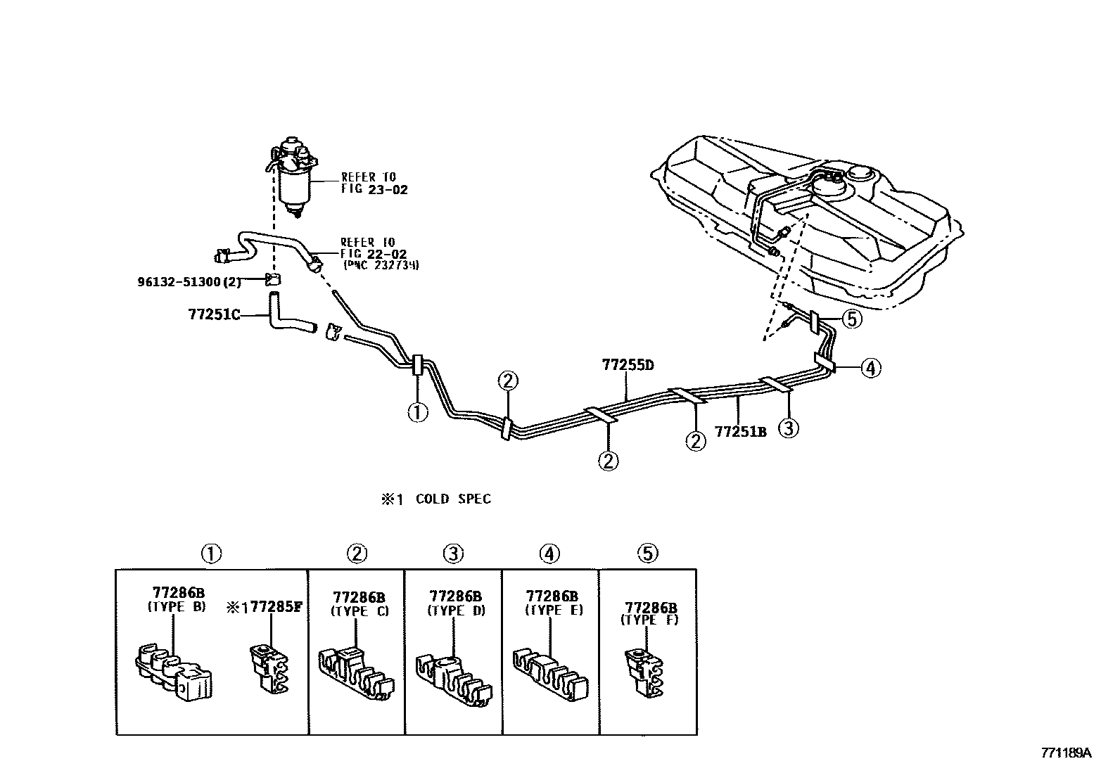 Toyota COROLLA 燃油箱和燃油管 EPC diagram — 771189A