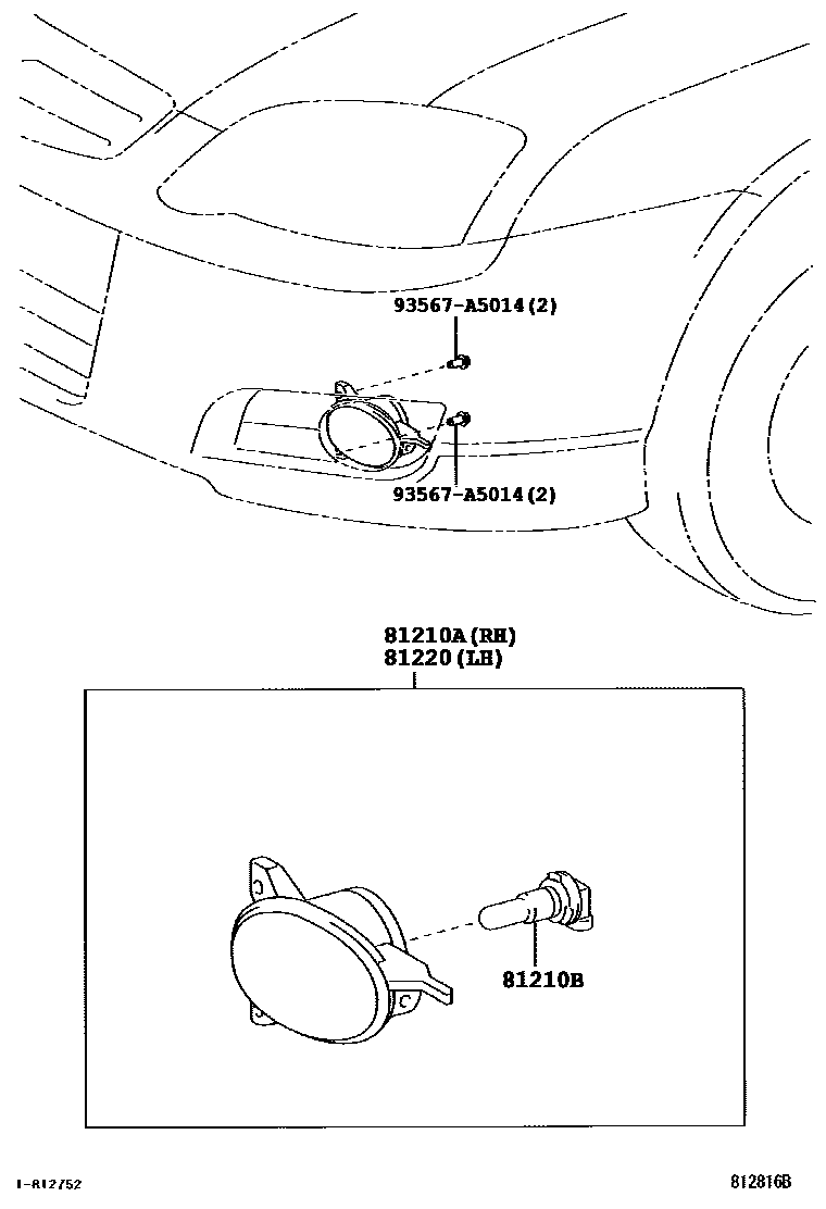 Toyota COROLLA Fog Lamp EPC diagram — 812816B
