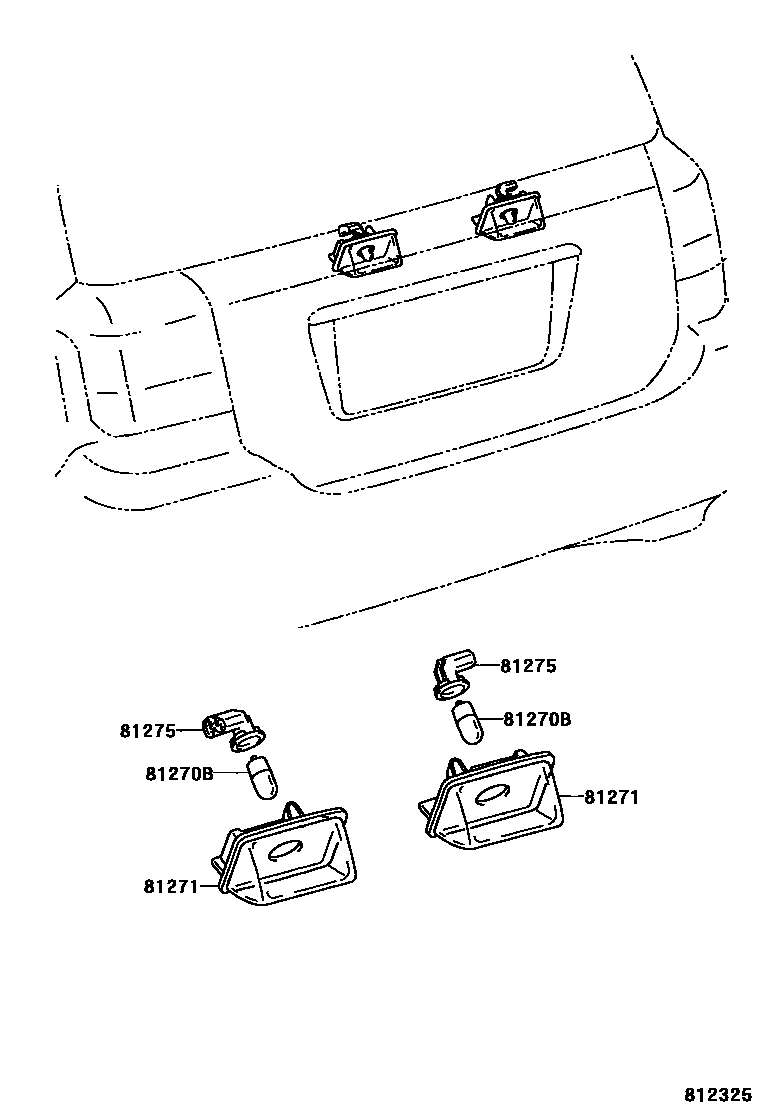 Toyota COROLLA 后牌照灯 EPC diagram — 812325