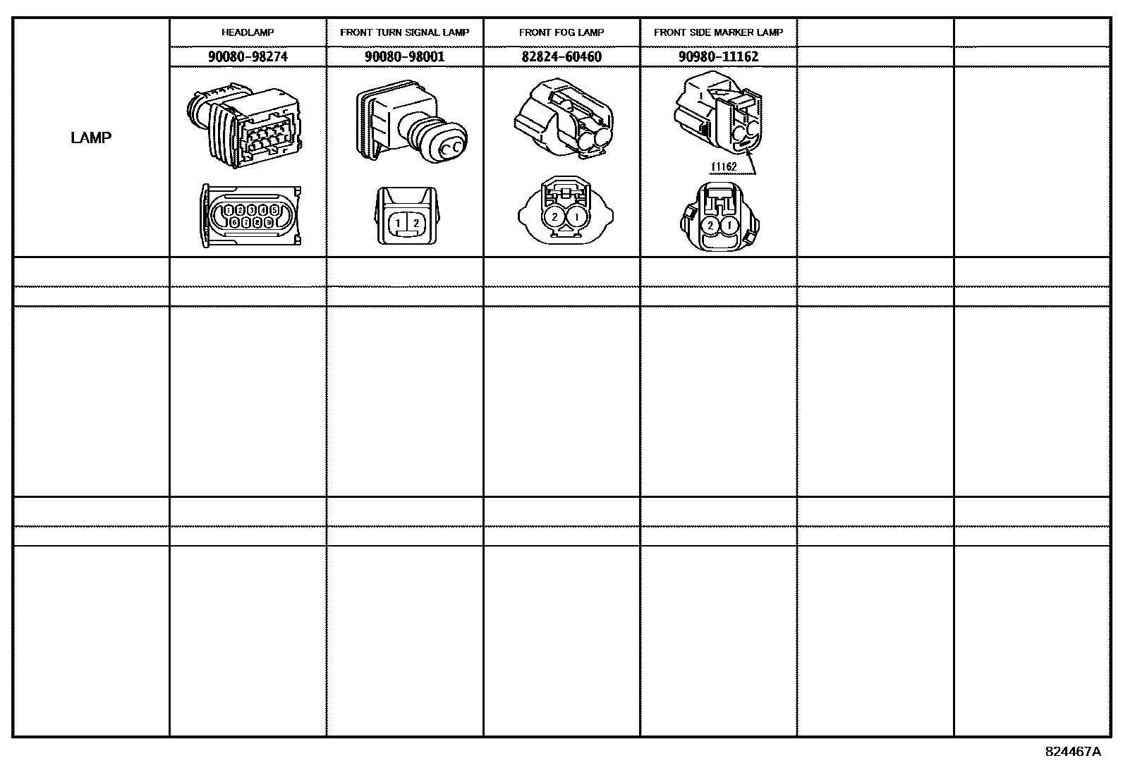 Toyota COROLLA 线束和卡夹 EPC diagram — 824467A