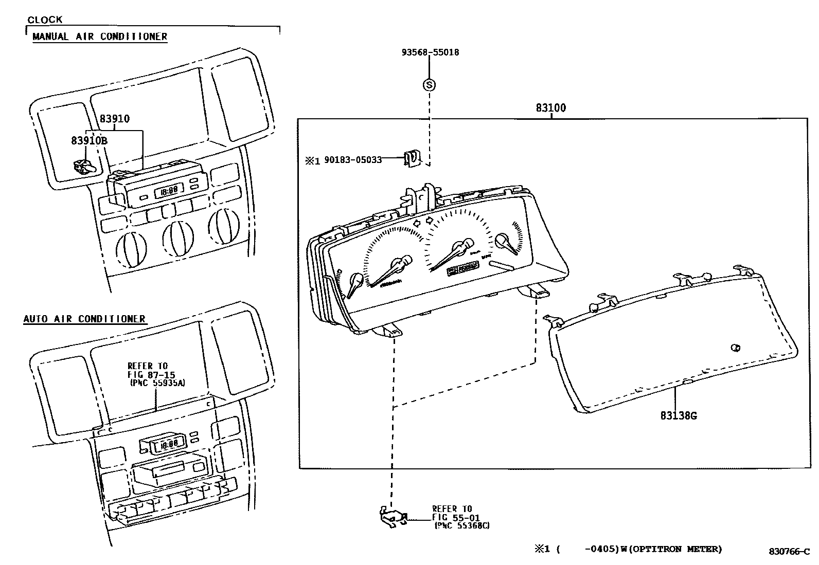 Toyota COROLLA 仪表 EPC diagram — 830766C