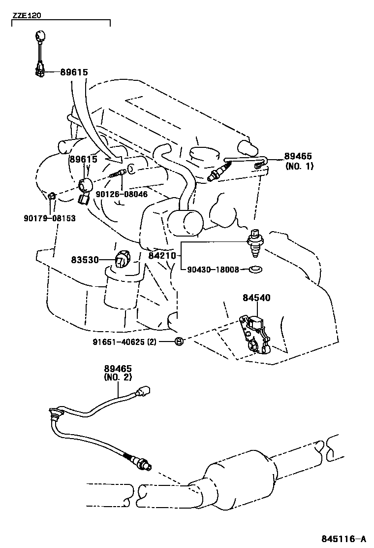 Toyota COROLLA 开关和继电器和ECU EPC diagram — 845116A