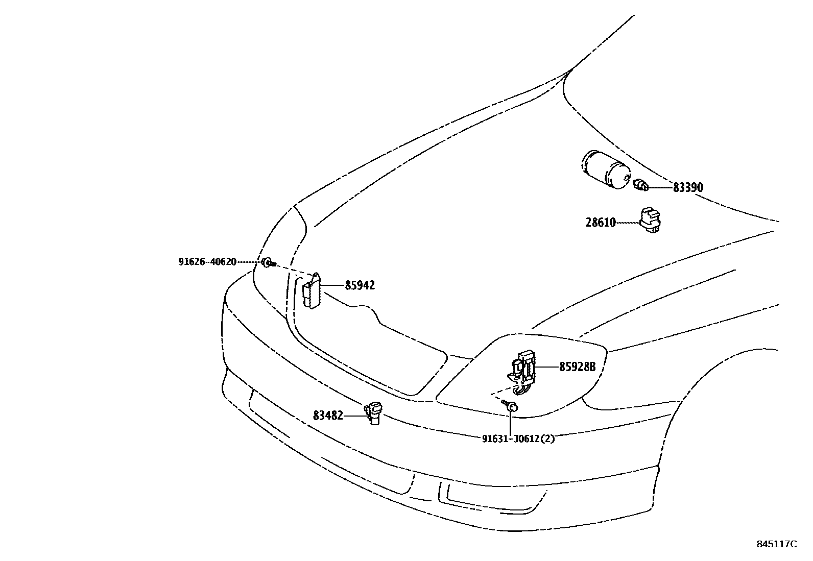 Toyota COROLLA 开关和继电器和ECU EPC diagram — 845117C