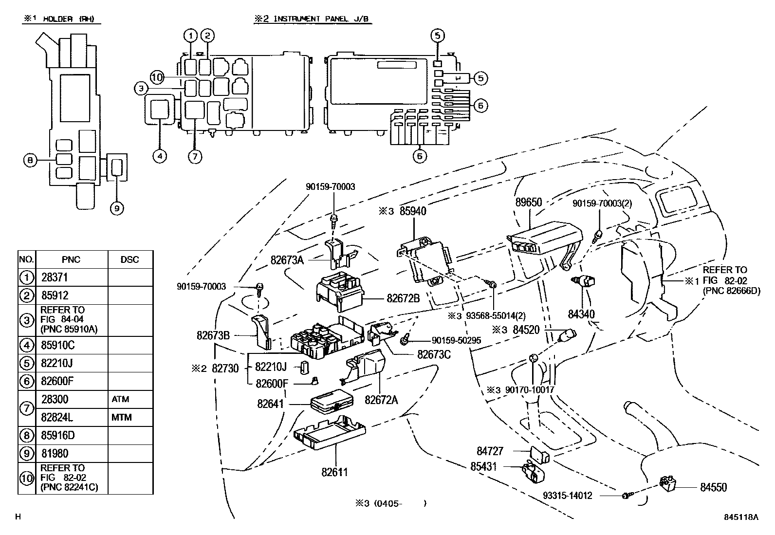 Toyota COROLLA 开关和继电器和ECU EPC diagram — 845118A