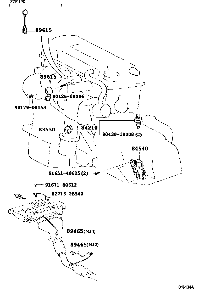 Toyota COROLLA 开关和继电器和ECU EPC diagram — 846134A