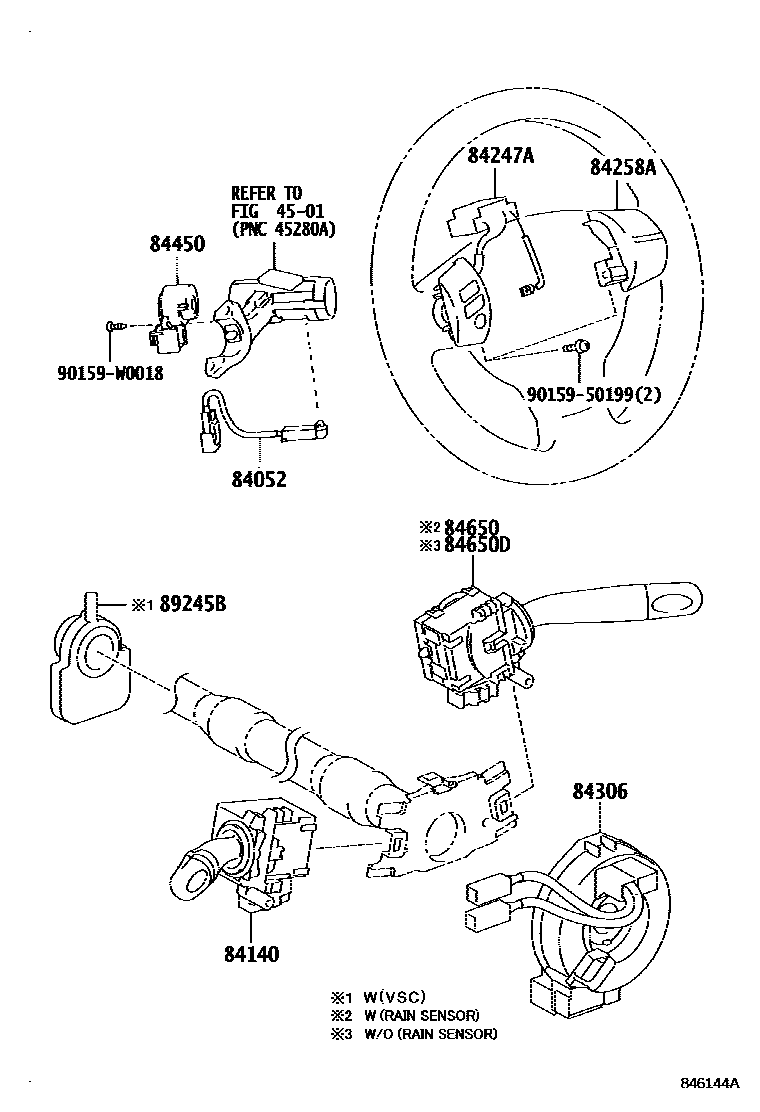 Toyota COROLLA 开关和继电器和ECU EPC diagram — 846144A