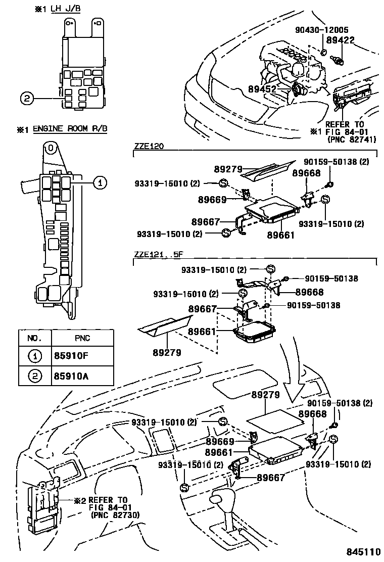 Toyota COROLLA 电子燃油喷射系统 EPC diagram — 845110