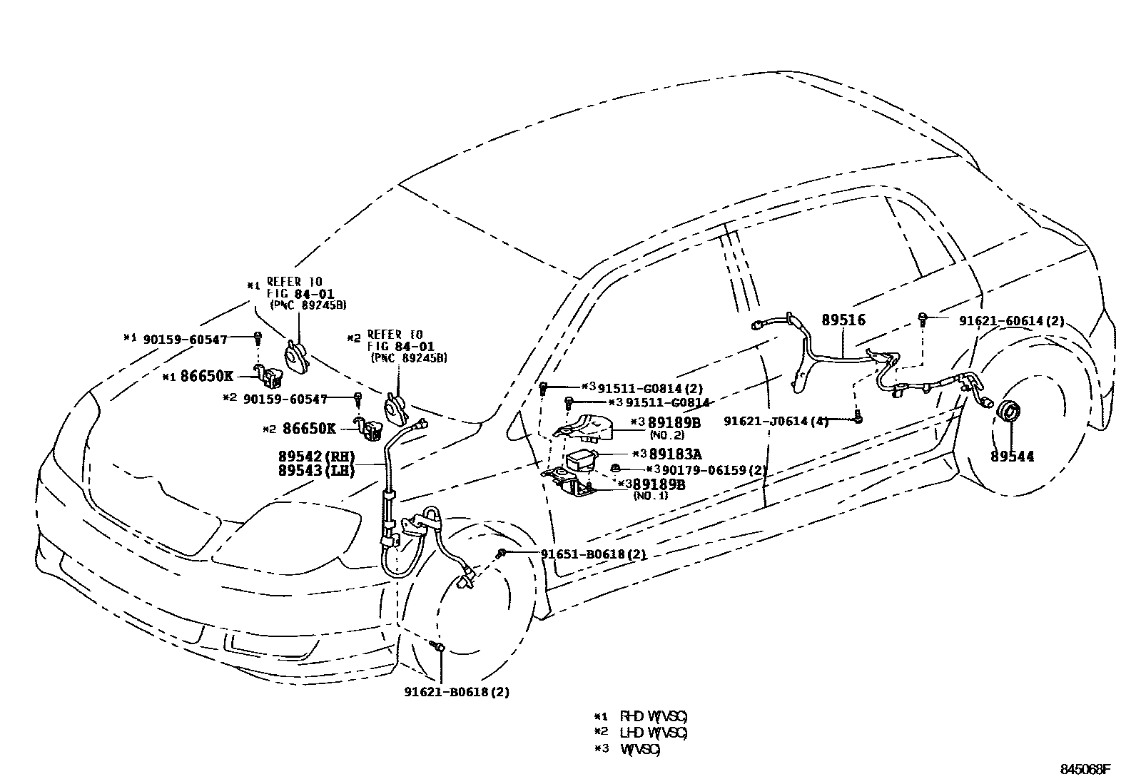 Toyota COROLLA ABS 和 VSC EPC diagram — 845068F