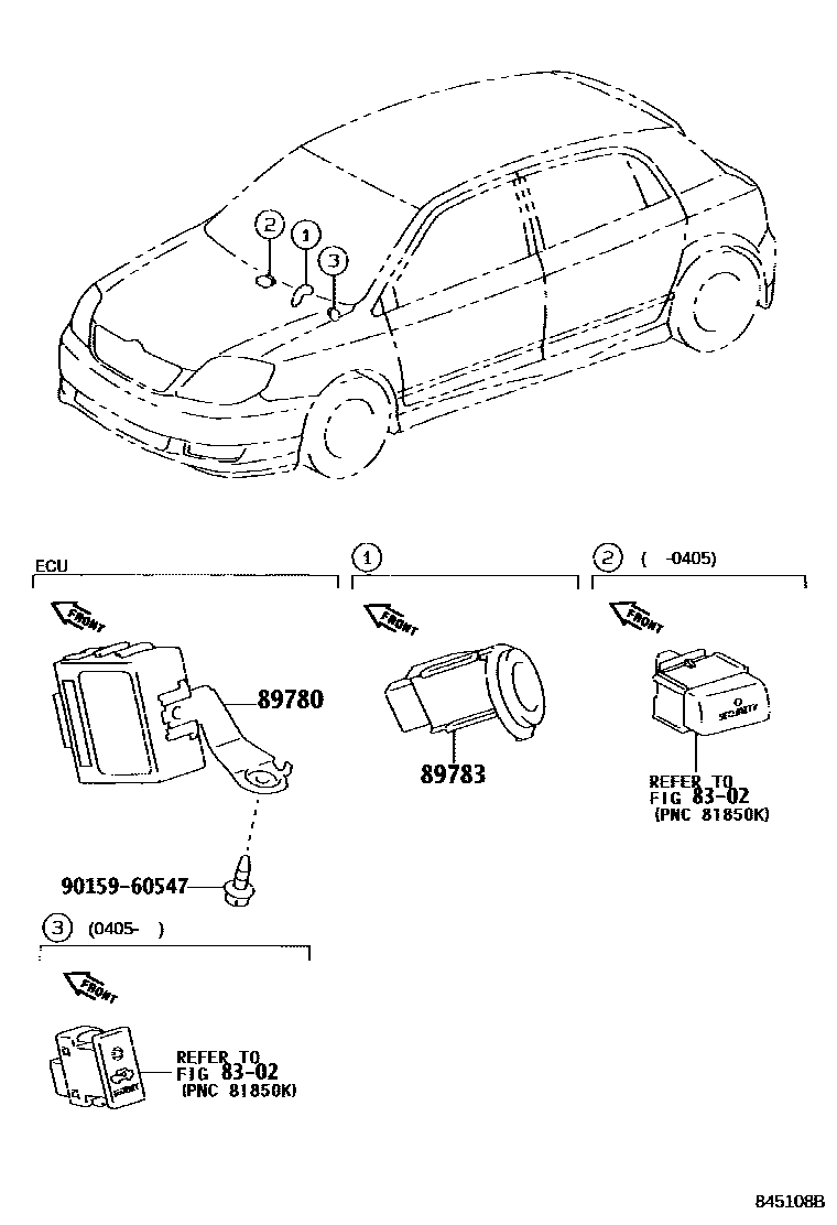 Toyota COROLLA 防盗装置 EPC diagram — 845108B