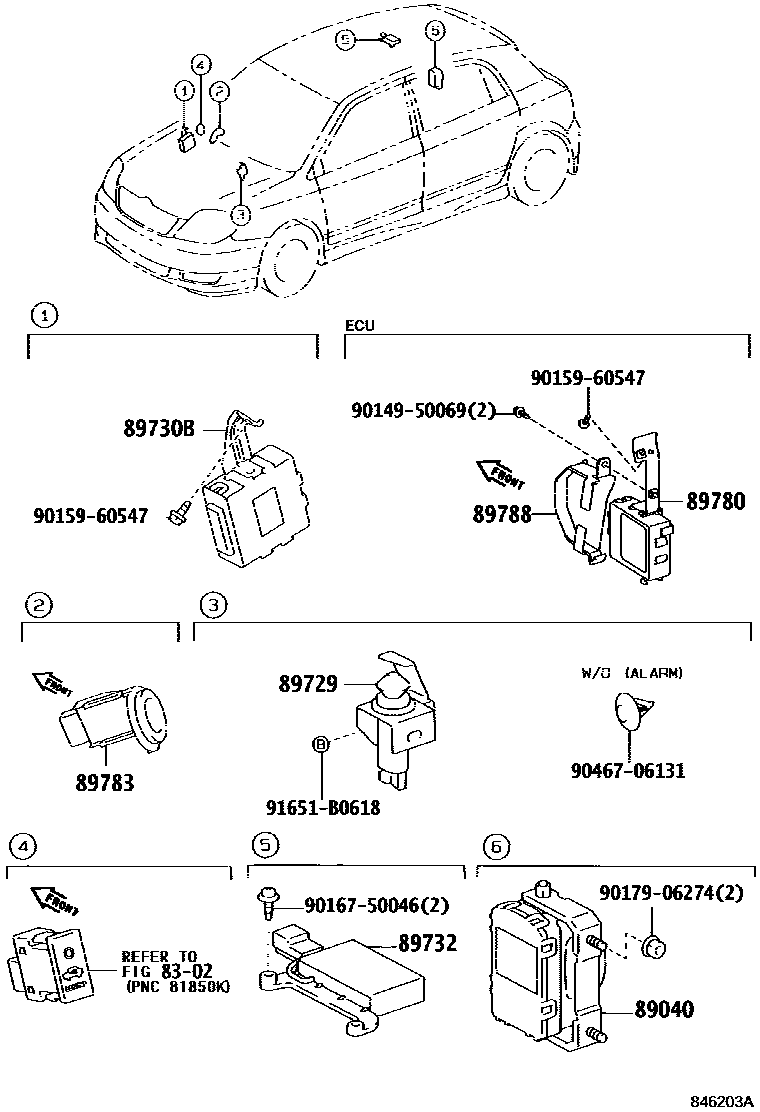Toyota COROLLA 防盗装置 EPC diagram — 846203A