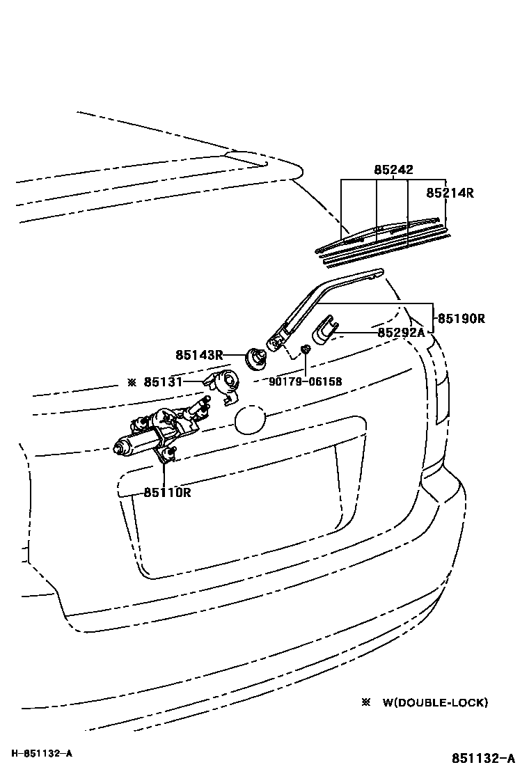Toyota COROLLA 后刮水器 EPC diagram — 851132A