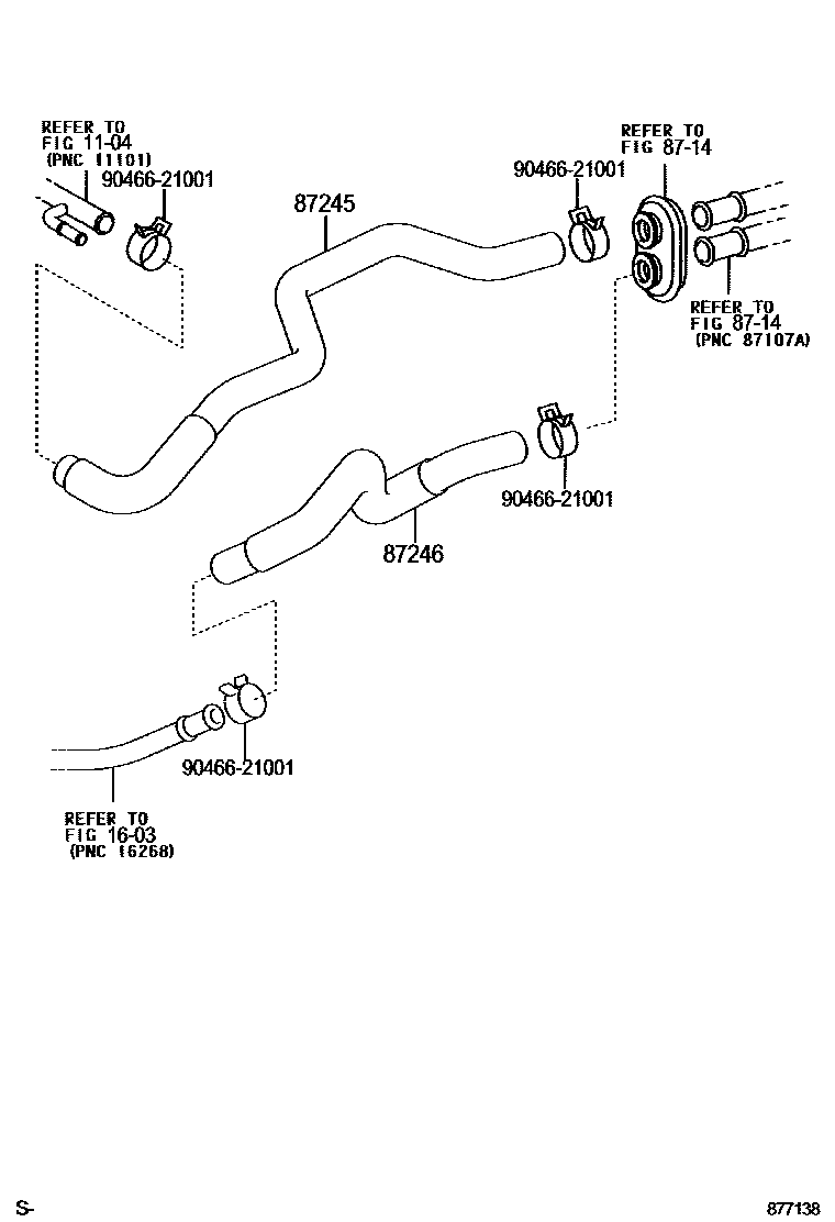 Toyota COROLLA 暖风和空调系统 - 水管 EPC diagram — 877138