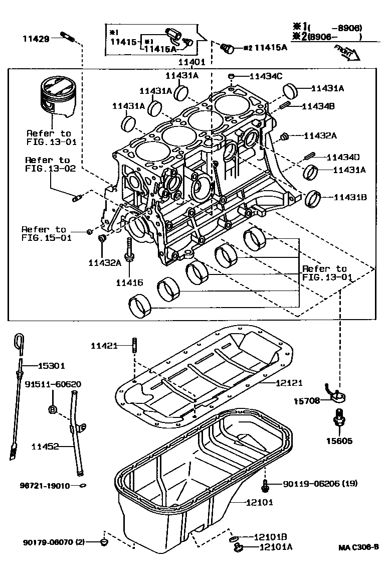 Toyota COROLLA Cylinder Block EPC diagram — MAC306B