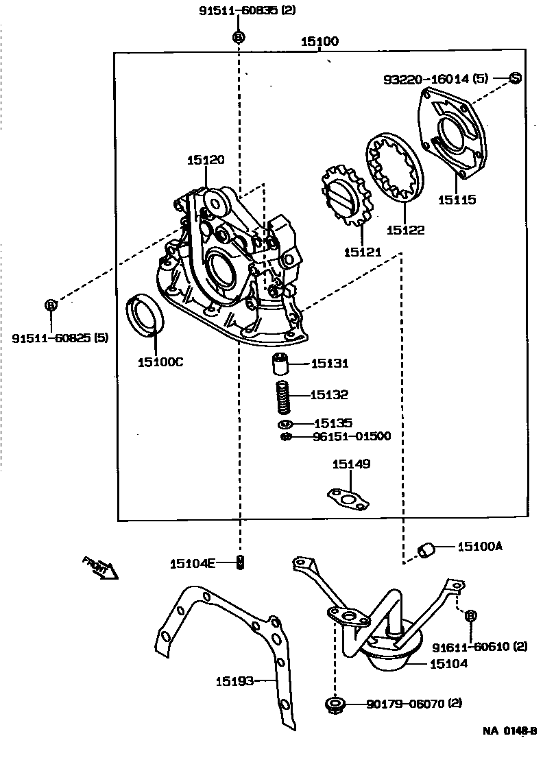 Toyota COROLLA Engine Oil Pump EPC diagram — NA0148B