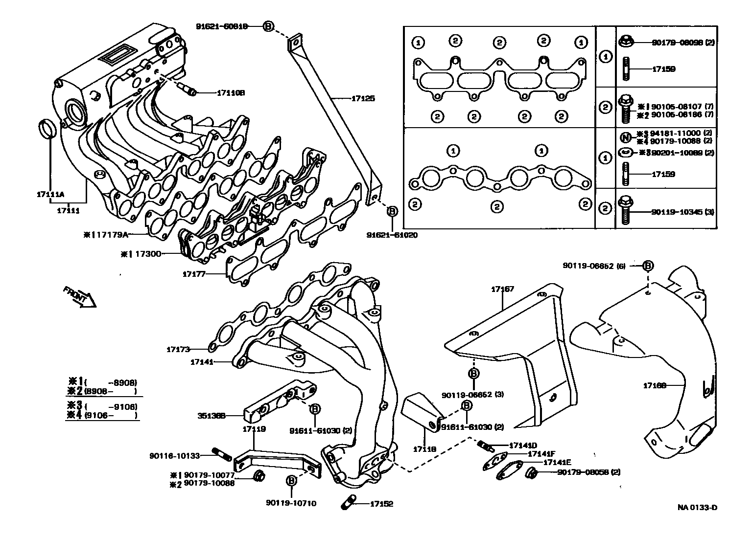 Toyota COROLLA Manifold EPC diagram — NA0133D