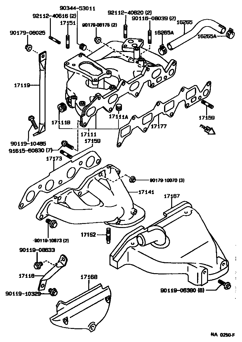 Toyota COROLLA Manifold EPC diagram — NA0250F
