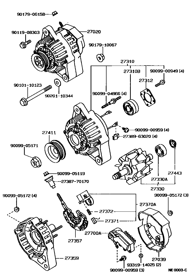 Toyota COROLLA Alternator EPC diagram — NE0003C