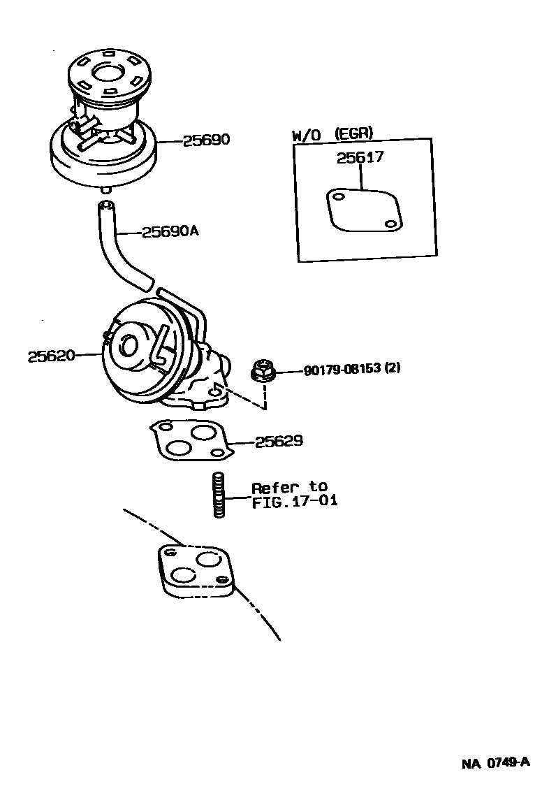 Toyota COROLLA 废气再循环系统 EPC diagram — NA0749A