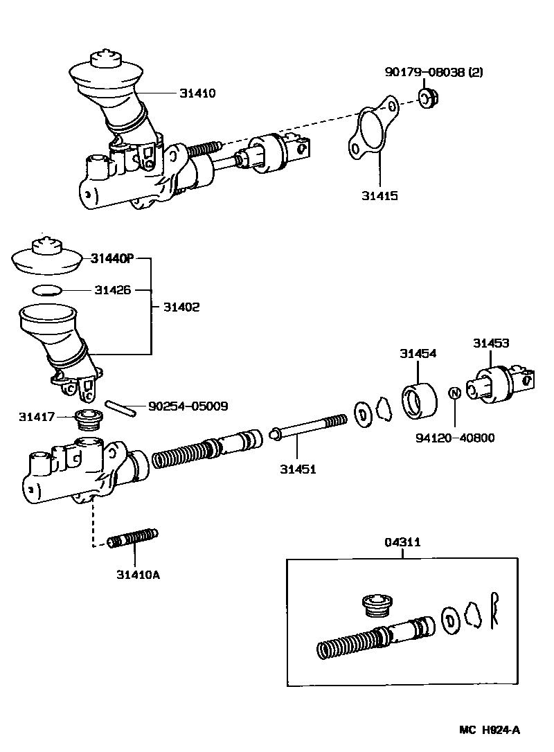 Toyota COROLLA 离合器总泵 EPC diagram — MCH924A