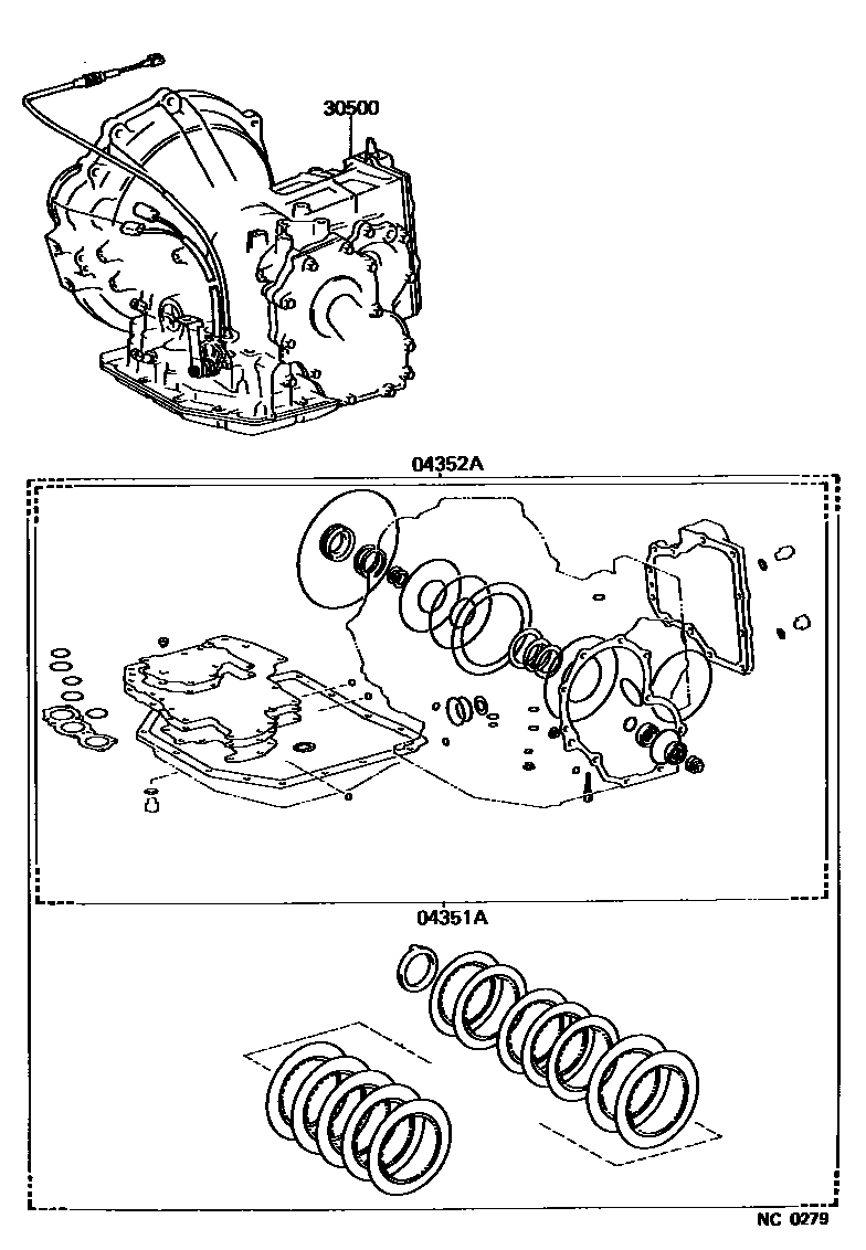 Toyota COROLLA 传动桥或变速器总成和衬垫组件(ATM) EPC diagram — NC0279