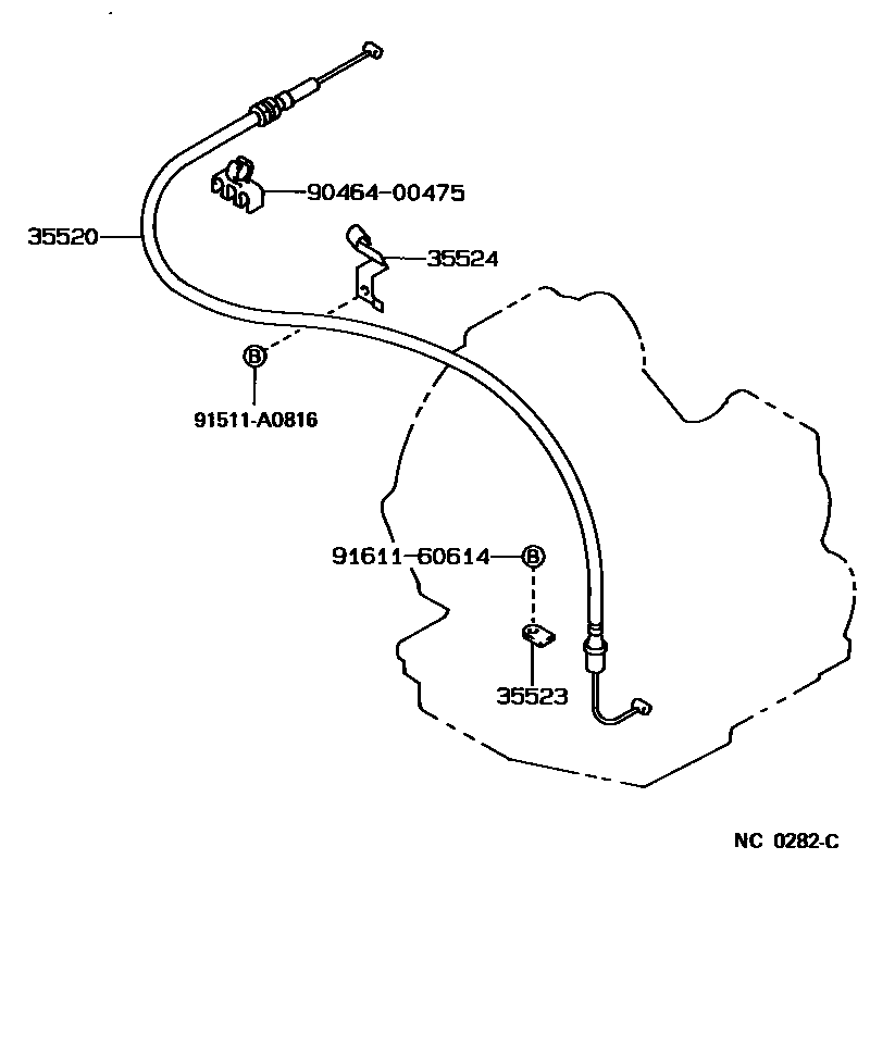 Toyota COROLLA 节气阀连杆和阀杆(ATM) EPC diagram — NC0282C