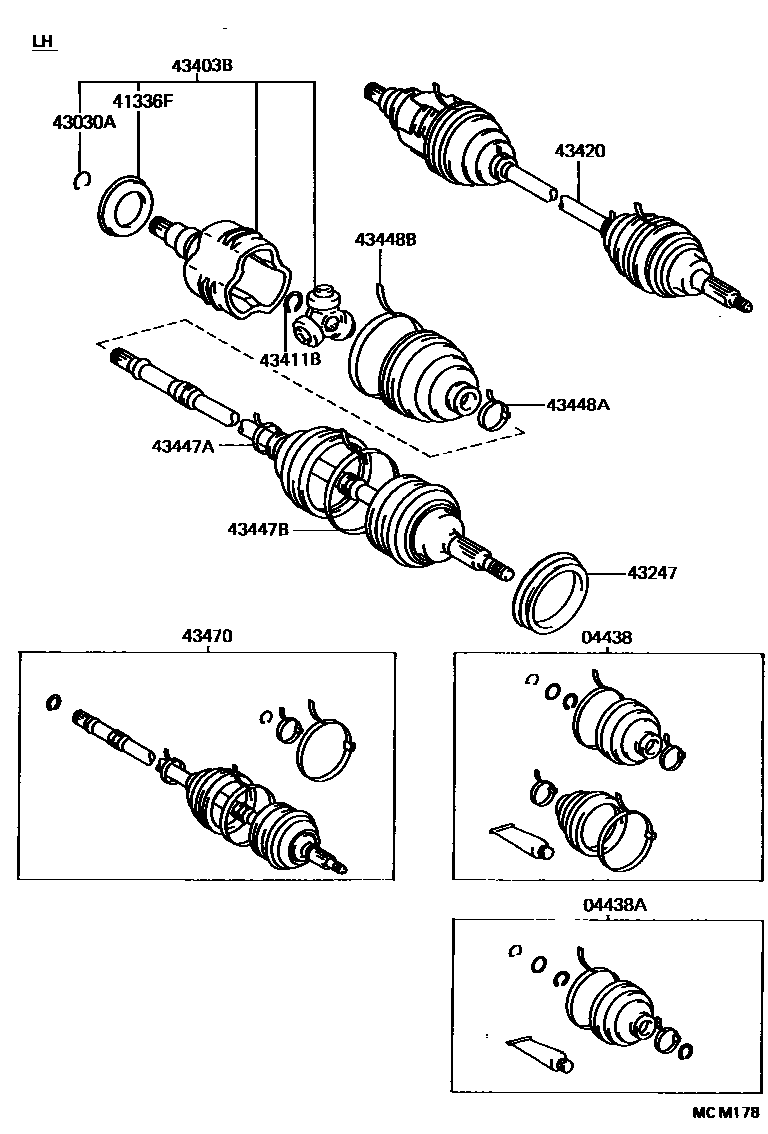 Toyota COROLLA Front Drive Shaft EPC diagram — MCM178