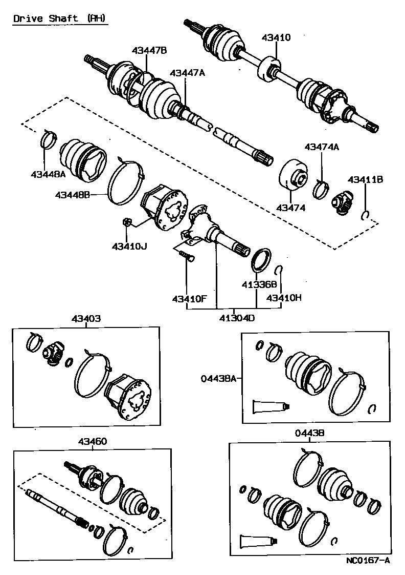 Toyota COROLLA Front Drive Shaft EPC diagram — NC0167A