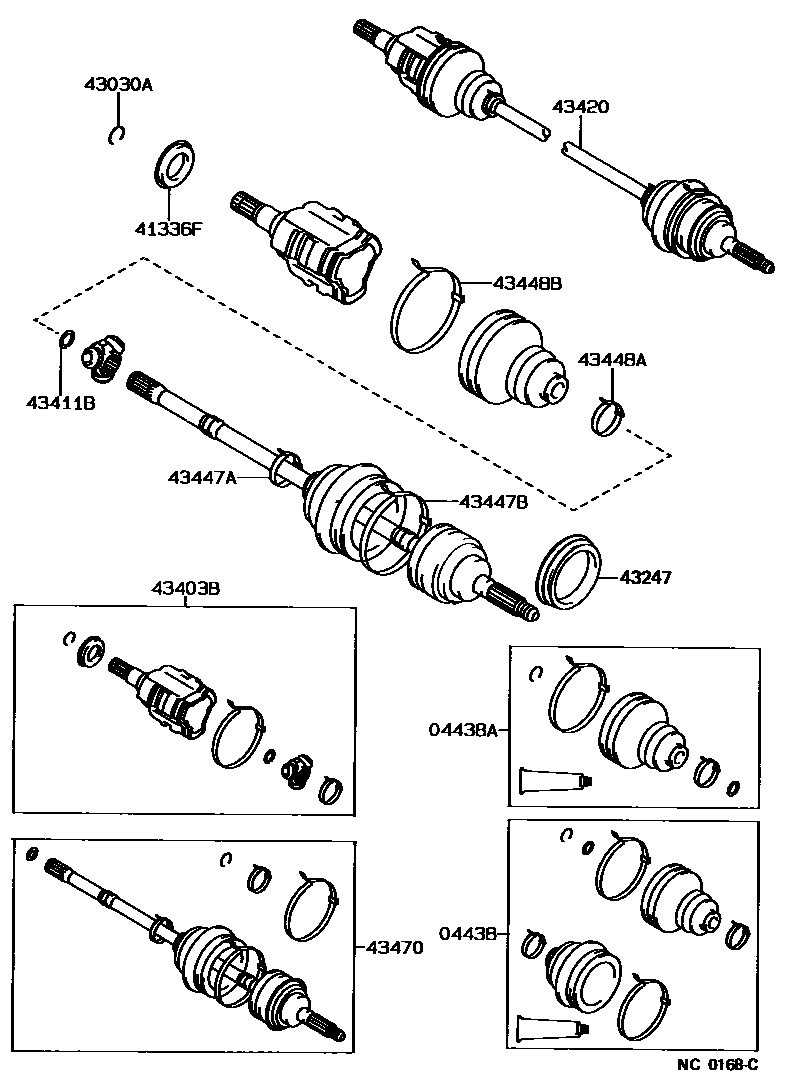 Toyota COROLLA Front Drive Shaft EPC diagram — NC0168C