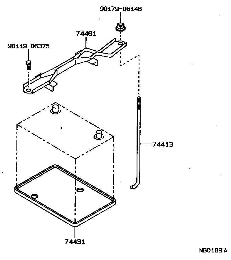 Toyota COROLLA battery holder EPC diagram — NB0189A