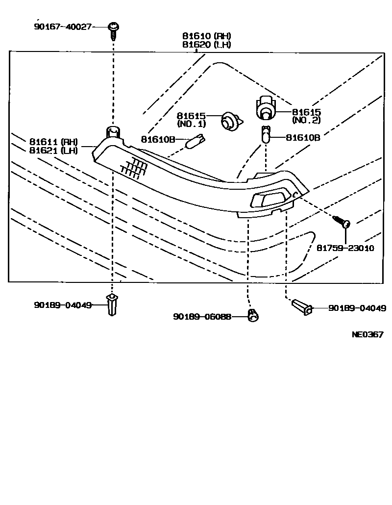 Toyota COROLLA 前示宽灯 EPC diagram — NE0367