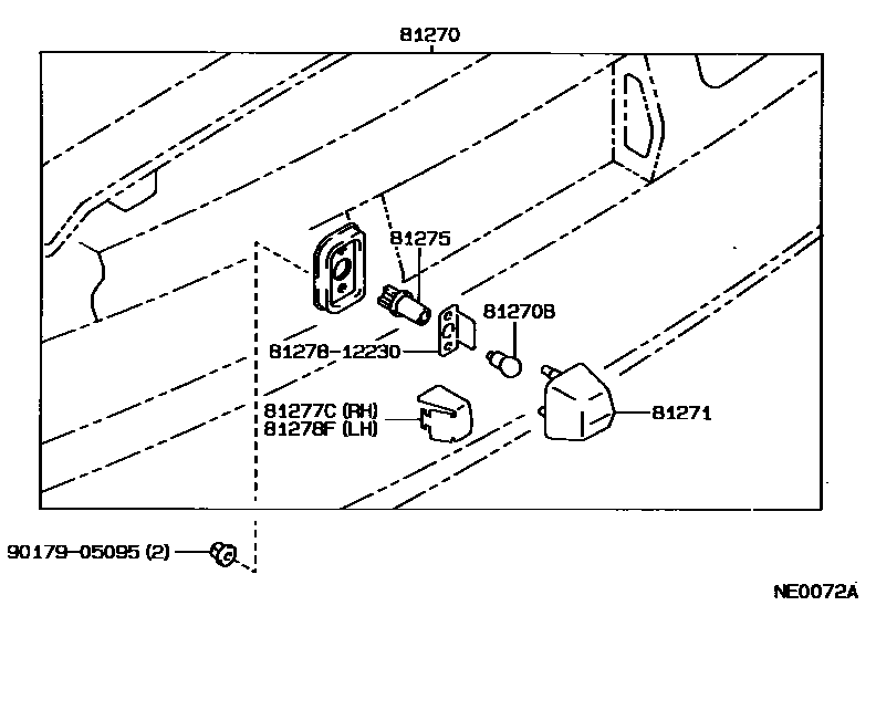 Toyota COROLLA 后牌照灯 EPC diagram — NE0072A