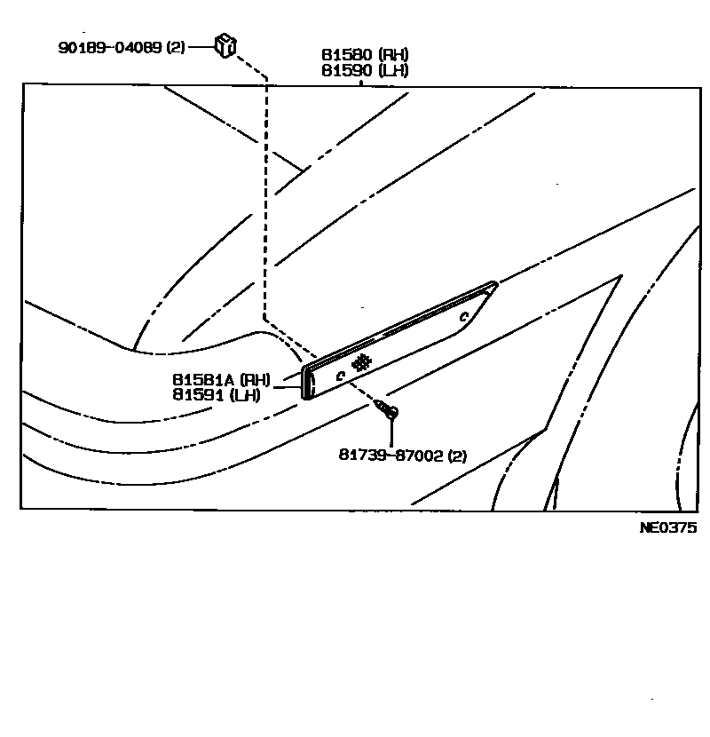 Toyota COROLLA reflector EPC diagram — NE0375