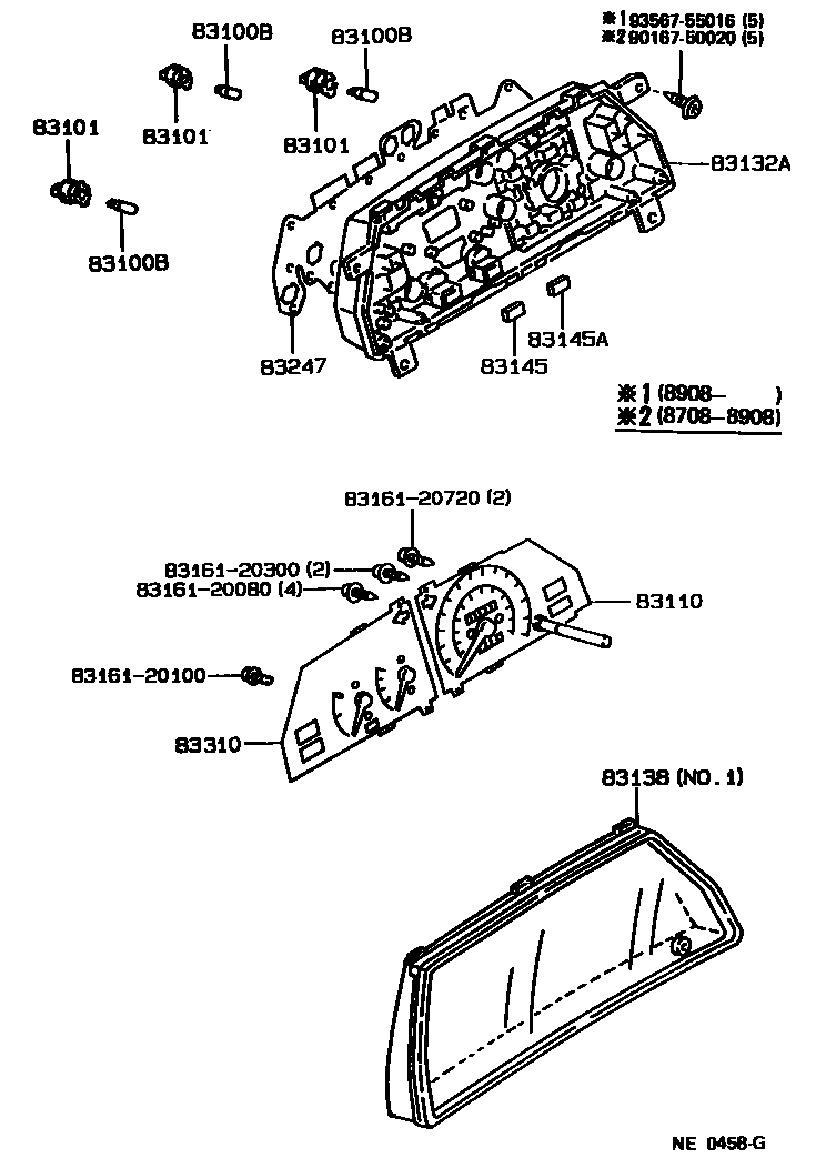 Toyota COROLLA 仪表 EPC diagram — NE0458G