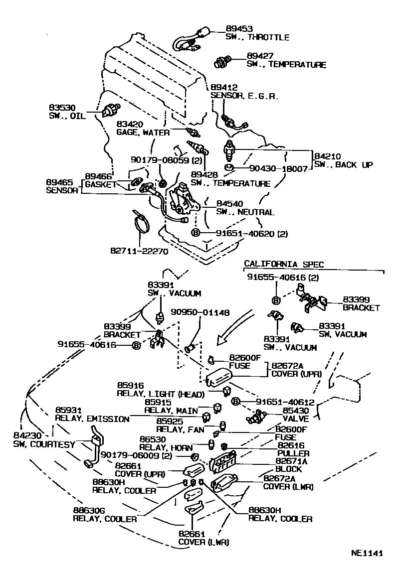 Toyota COROLLA 开关和继电器和ECU EPC diagram — NE1141