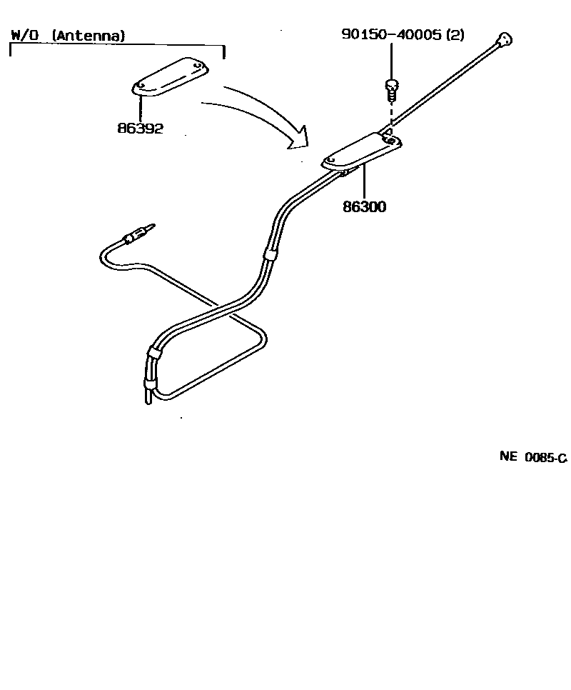 Toyota COROLLA antenna EPC diagram — NE0085C